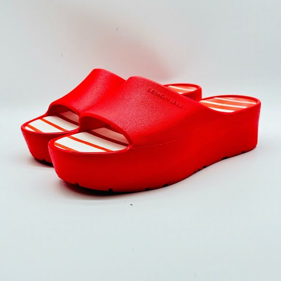 Lemon Jelly Sandals Womens 9.5 EU 40 Red Platform Slip On Slides Summer - Picture 3 of 13